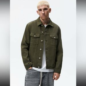ZARA SOLID COLOR DENIM JACKET SZ L